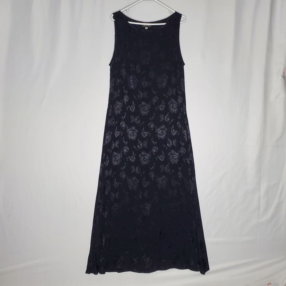 Carina Vintage Black Floral Burnout‎ Maxi Dress 12 Sleeveless Prom